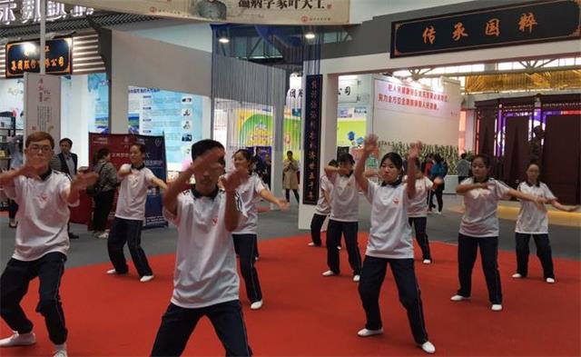 发展少儿推拿、呵护儿童健康——我校参加运城特色医药交易博览会(图6) 我校学生表演太极