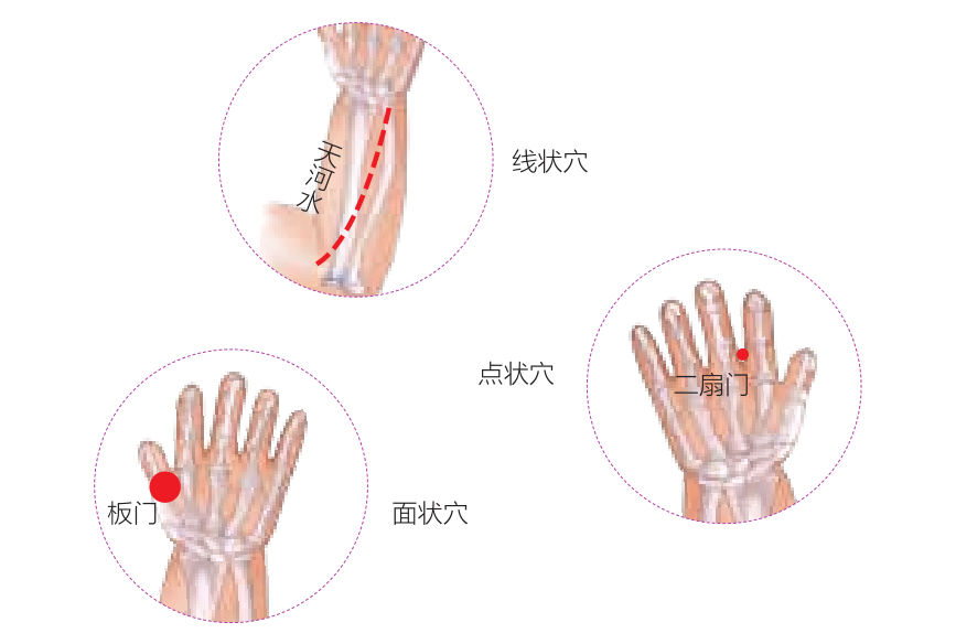 小儿推拿有特定的推拿穴位,和大人不同(图2) 小儿推拿之点状,面状、线状穴位